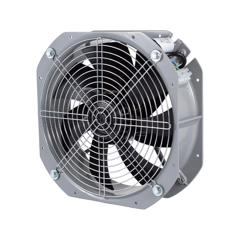 Ventilador de flujo axial de CA de alto rendimiento de 200 mm con motor de rotor externo - Ventilador industrial compacto de montaje en panel cuadrado de 7 palas