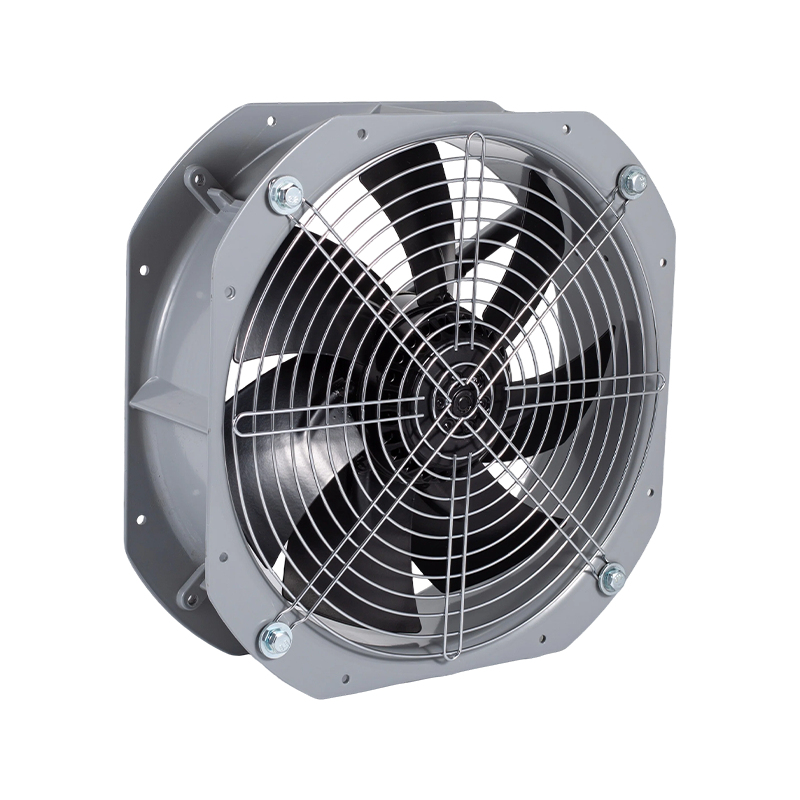 Ventilador de flujo axial de CA de alto rendimiento de 200 mm con motor de rotor externo - Ventilador industrial compacto de montaje en panel cuadrado de 7 palas