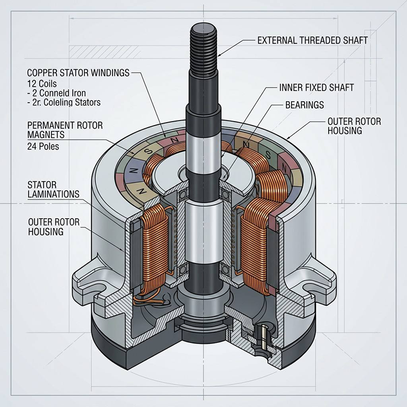 Motor eléctrico de CC sin escobillas que ahorra energía con controlador integrado – equivalente a IE4/IE5, 30%-70% menos de potencia en comparación con la inducción de CA, ideal para actualizaciones de ventiladores comerciales y modernizaciones de edificios ecológicos